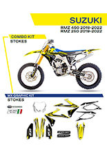 Komplet naklejek UFO Stokes do Suzuki RMZ 250 (19-), RMZ 450 (18-) żółto-biało-czarny