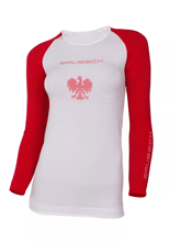 Koszulka damska Brubeck 3D Husar Pro z długim rękawem biało-czerwona